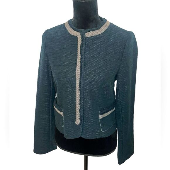 AMERICAN EAGLE TWEED CHARCOAL/BLACK BLAZER JACKET WOMENS SIZE MEDIUM - Picture 1 of 6